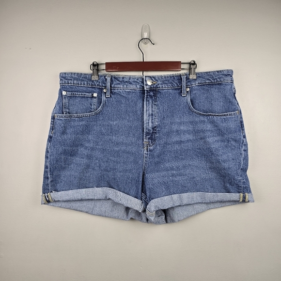 FREE ASSEMBLY High Rise Rolled Cuff Jean Shorts Blue Women Size 22 Summer Casual - Picture 1 of 12